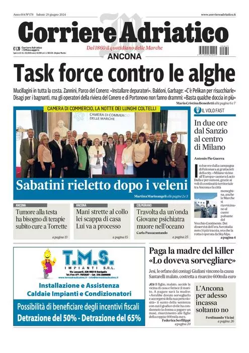 Prima-pagina-corriere adriatico-edizione-di-oggi-29-06-2024